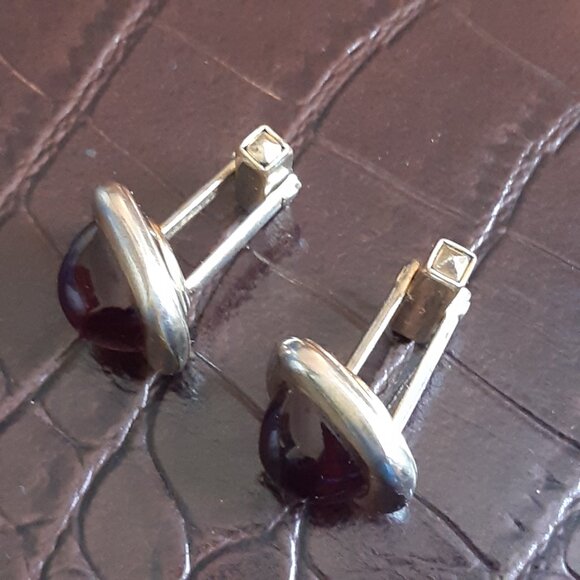 1950s Anson Art Deco Style Red Lucite Cuff Links Gold Tone Finish, Vintage - Picture 7 of 11